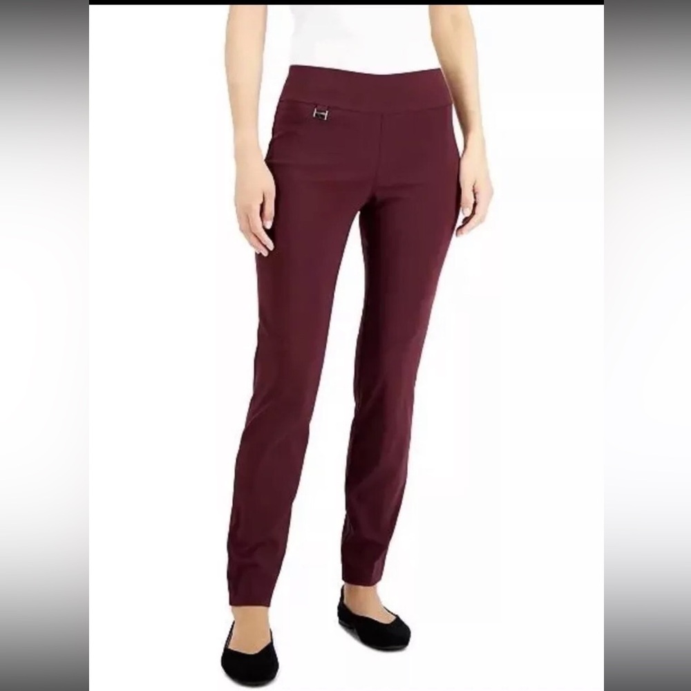 Alfani Women’s Tummy Control Skinny Pants Rich Malbec Size 2, 30” Inseam